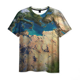 Мужская футболка 3D с принтом Земля в Курске, 100% полиэфир | прямой крой, круглый вырез горловины, длина до линии бедер | земля | космос | планета