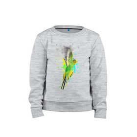 Детский свитшот хлопок с принтом Волнистый попугай в Курске, 100% хлопок | круглый вырез горловины, эластичные манжеты, пояс и воротник | myparrots | попугаи | птицы | цветы