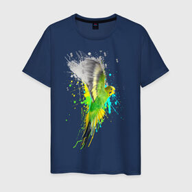 Мужская футболка хлопок с принтом Волнистый попугай в Курске, 100% хлопок | прямой крой, круглый вырез горловины, длина до линии бедер, слегка спущенное плечо. | Тематика изображения на принте: myparrots | попугаи | птицы | цветы