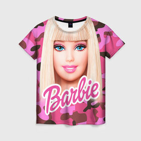 Женская футболка 3D с принтом Барби в Курске, 100% полиэфир ( синтетическое хлопкоподобное полотно) | прямой крой, круглый вырез горловины, длина до линии бедер | swag | барки | девушкам | камуфляж | свэг