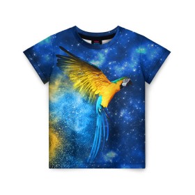 Детская футболка 3D с принтом Попугаи в Курске, 100% гипоаллергенный полиэфир | прямой крой, круглый вырез горловины, длина до линии бедер, чуть спущенное плечо, ткань немного тянется | Тематика изображения на принте: macaw | myparrots | parrot | ара | космос | попугаи | птицы