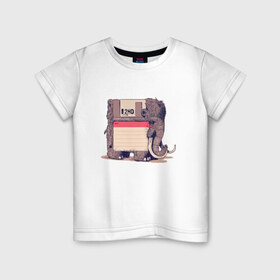 Детская футболка хлопок с принтом Вымершие виды в Курске, 100% хлопок | круглый вырез горловины, полуприлегающий силуэт, длина до линии бедер | слон
