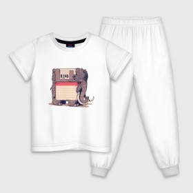Детская пижама хлопок с принтом Вымершие виды в Курске, 100% хлопок |  брюки и футболка прямого кроя, без карманов, на брюках мягкая резинка на поясе и по низу штанин
 | слон