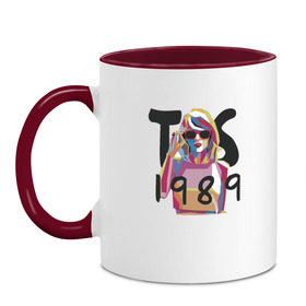 Кружка двухцветная с принтом Taylor Swift в Курске, керамика | объем — 330 мл, диаметр — 80 мм. Цветная ручка и кайма сверху, в некоторых цветах — вся внутренняя часть | тейлор элисон свифт