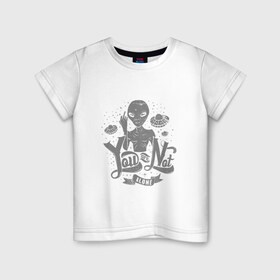 Детская футболка хлопок с принтом Ты не один в Курске, 100% хлопок | круглый вырез горловины, полуприлегающий силуэт, длина до линии бедер | гуманоид | инопланетянин | летающая тарелка | пришельцы