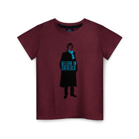 Детская футболка хлопок с принтом Шерлок (SHERLOCK) в Курске, 100% хлопок | круглый вырез горловины, полуприлегающий силуэт, длина до линии бедер | «шерлок» | также известен как «шерлок холмс»  британский телесериалsherlock | шерлок