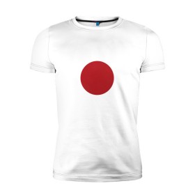 Мужская футболка премиум с принтом Япония минимализм в Курске, 92% хлопок, 8% лайкра | приталенный силуэт, круглый вырез ворота, длина до линии бедра, короткий рукав | круг | минимализм | японский флагяпония
