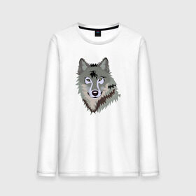 Мужской лонгслив хлопок с принтом Волк в Курске, 100% хлопок |  | волк | волкволчёнок | рисованный волк | серый волк