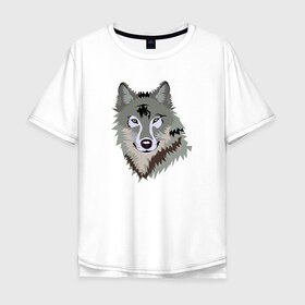 Мужская футболка хлопок Oversize с принтом Волк в Курске, 100% хлопок | свободный крой, круглый ворот, “спинка” длиннее передней части | волк | волкволчёнок | рисованный волк | серый волк