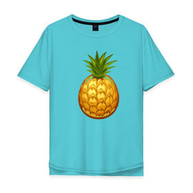 Мужская футболка хлопок Oversize с принтом Ананасик в Курске, 100% хлопок | свободный крой, круглый ворот, “спинка” длиннее передней части | ананас
