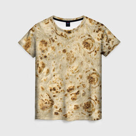 Женская футболка 3D с принтом Лаваш в Курске, 100% полиэфир ( синтетическое хлопкоподобное полотно) | прямой крой, круглый вырез горловины, длина до линии бедер | еда | лаваш | прикол | прикольные | хлеб