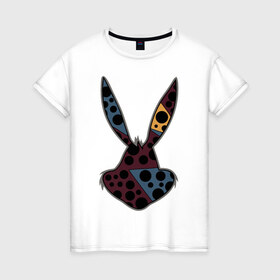 Женская футболка хлопок с принтом Ушастый кролик в Курске, 100% хлопок | прямой крой, круглый вырез горловины, длина до линии бедер, слегка спущенное плечо | 