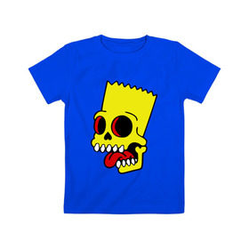 Детская футболка хлопок с принтом Барт Симпсон. Зомби в Курске, 100% хлопок | круглый вырез горловины, полуприлегающий силуэт, длина до линии бедер | Тематика изображения на принте: зомби