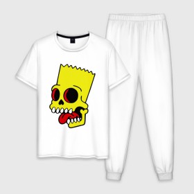 Мужская пижама хлопок с принтом Барт Симпсон. Зомби в Курске, 100% хлопок | брюки и футболка прямого кроя, без карманов, на брюках мягкая резинка на поясе и по низу штанин
 | зомби
