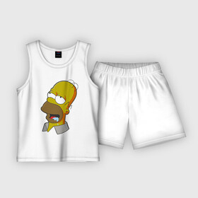 Детская пижама с шортами хлопок с принтом Simpsons в Курске,  |  | simpsons donut brain симпсон гомер homer