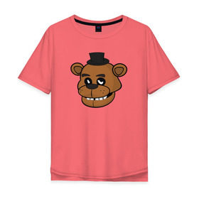 Мужская футболка хлопок Oversize с принтом Freddy в Курске, 100% хлопок | свободный крой, круглый ворот, “спинка” длиннее передней части | five nights at freddys | fnaf | freddy | фнаф