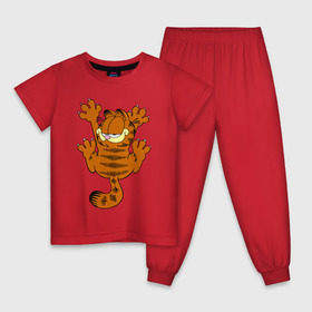 Детская пижама хлопок с принтом гарфилд в Курске, 100% хлопок |  брюки и футболка прямого кроя, без карманов, на брюках мягкая резинка на поясе и по низу штанин
 | Тематика изображения на принте: гарфилд garfield кот киса рыжий гарф лазанья