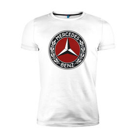 Мужская футболка премиум с принтом Mercedes-Benz в Курске, 92% хлопок, 8% лайкра | приталенный силуэт, круглый вырез ворота, длина до линии бедра, короткий рукав | mercedes benz мерседес