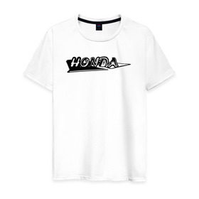 Мужская футболка хлопок с принтом Honda custom logo в Курске, 100% хлопок | прямой крой, круглый вырез горловины, длина до линии бедер, слегка спущенное плечо. | honda custom logo хонда