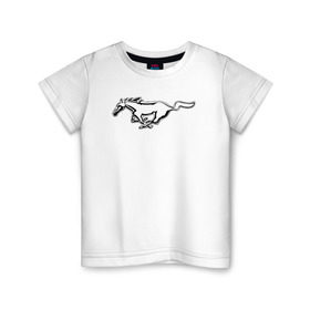 Детская футболка хлопок с принтом ford mustang в Курске, 100% хлопок | круглый вырез горловины, полуприлегающий силуэт, длина до линии бедер | ford mustang форд