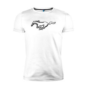 Мужская футболка премиум с принтом ford mustang в Курске, 92% хлопок, 8% лайкра | приталенный силуэт, круглый вырез ворота, длина до линии бедра, короткий рукав | ford mustang форд
