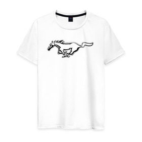 Мужская футболка хлопок с принтом ford mustang в Курске, 100% хлопок | прямой крой, круглый вырез горловины, длина до линии бедер, слегка спущенное плечо. | ford mustang форд