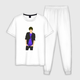 Мужская пижама хлопок с принтом Никита Киоссе (Mband) в Курске, 100% хлопок | брюки и футболка прямого кроя, без карманов, на брюках мягкая резинка на поясе и по низу штанин
 | mband | группа | она вернется