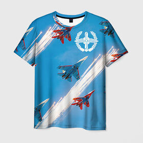 Мужская футболка 3D с принтом Самолеты в Курске, 100% полиэфир | прямой крой, круглый вырез горловины, длина до линии бедер | авиатор | авиация | ввс | герб | летчику | небо | самолет