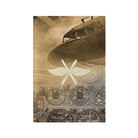 Обложка для паспорта матовая кожа с принтом Авиация в Курске, натуральная матовая кожа | размер 19,3 х 13,7 см; прозрачные пластиковые крепления | old | авиатор | авиация | ввс | герб | летчику | небо | самолет | чб
