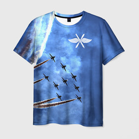 Мужская футболка 3D с принтом Самолеты в небе в Курске, 100% полиэфир | прямой крой, круглый вырез горловины, длина до линии бедер | авиатор | авиация | ввс | герб | летчику | небо | самолет | флаг