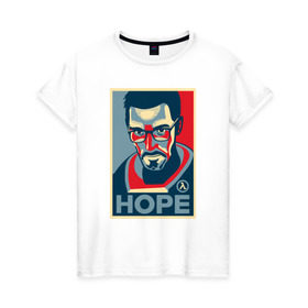 Женская футболка хлопок с принтом Half-Life HOPE в Курске, 100% хлопок | прямой крой, круглый вырез горловины, длина до линии бедер, слегка спущенное плечо | half life | hl | mr.freeman | мистер фрим | надежда на hl3hope | халф лайф