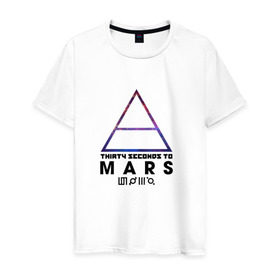 Мужская футболка хлопок с принтом Thirty seconds to mars cosmos в Курске, 100% хлопок | прямой крой, круглый вырез горловины, длина до линии бедер, слегка спущенное плечо. | 30 | cosmos | mars | seconds | to