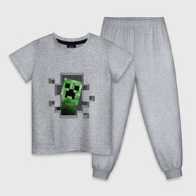 Детская пижама хлопок с принтом Creeper в Курске, 100% хлопок |  брюки и футболка прямого кроя, без карманов, на брюках мягкая резинка на поясе и по низу штанин
 | крипер