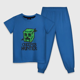 Детская пижама хлопок с принтом Creeper hunter в Курске, 100% хлопок |  брюки и футболка прямого кроя, без карманов, на брюках мягкая резинка на поясе и по низу штанин
 | крипер | майнкрафт | охотник