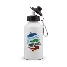 Бутылка спортивная с принтом Minecraft world в Курске, металл | емкость — 500 мл, в комплекте две пластиковые крышки и карабин для крепления | майнкрафт | мир