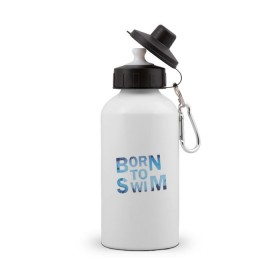 Бутылка спортивная с принтом Born to Swim в Курске, металл | емкость — 500 мл, в комплекте две пластиковые крышки и карабин для крепления | Тематика изображения на принте: borm to swimswim | born to swim | swimming | плавание