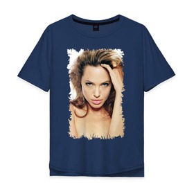 Мужская футболка хлопок Oversize с принтом Анджелина Джоли в Курске, 100% хлопок | свободный крой, круглый ворот, “спинка” длиннее передней части | angelina jolie | анджелина джоли | кинозвезда