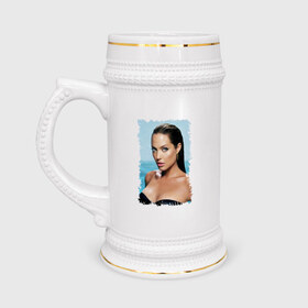 Кружка пивная с принтом Angelina Jolie в Курске,  керамика (Материал выдерживает высокую температуру, стоит избегать резкого перепада температур) |  объем 630 мл | angelina jolie | анджелина джоли | кинозвезда