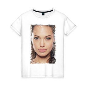 Женская футболка хлопок с принтом Анджелина Джоли (retro style) в Курске, 100% хлопок | прямой крой, круглый вырез горловины, длина до линии бедер, слегка спущенное плечо | angelina jolie | анджелина джоли | кинозвезда