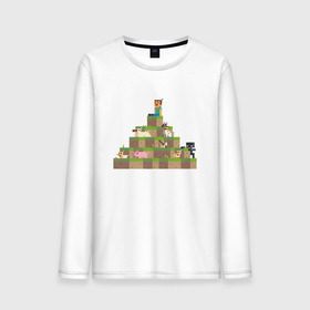 Мужской лонгслив хлопок с принтом Вершина холма в Minecraft в Курске, 100% хлопок |  | minecraft | майнкрафт | холм на котором сидят различные мобы из игры minecraftкубы