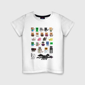 Детская футболка хлопок с принтом Мобы Minecraft в Курске, 100% хлопок | круглый вырез горловины, полуприлегающий силуэт, длина до линии бедер | крипер