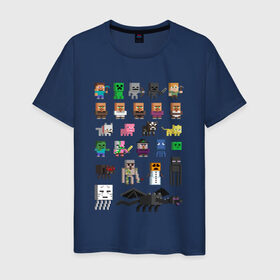 Мужская футболка хлопок с принтом Мобы Minecraft в Курске, 100% хлопок | прямой крой, круглый вырез горловины, длина до линии бедер, слегка спущенное плечо. | крипер