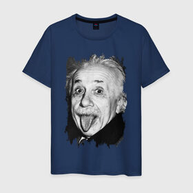 Мужская футболка хлопок с принтом Энштейн показывает язык в Курске, 100% хлопок | прямой крой, круглый вырез горловины, длина до линии бедер, слегка спущенное плечо. | albert einstein | альберт энштейн | учёный | физика