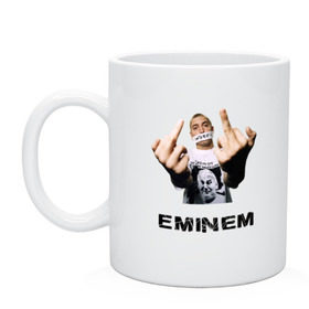 Кружка с принтом Eminem Fuck в Курске, керамика | объем — 330 мл, диаметр — 80 мм. Принт наносится на бока кружки, можно сделать два разных изображения | marshal mathers | rap | slim shady