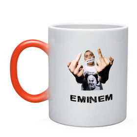 Кружка хамелеон с принтом Eminem Fuck в Курске, керамика | меняет цвет при нагревании, емкость 330 мл | marshal mathers | rap | slim shady