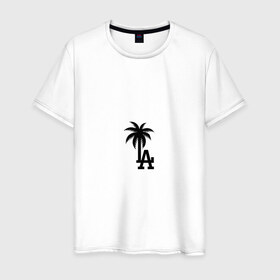 Мужская футболка хлопок с принтом Los Angeles palm в Курске, 100% хлопок | прямой крой, круглый вырез горловины, длина до линии бедер, слегка спущенное плечо. | angeles | la | los | анджелес | ла | лос