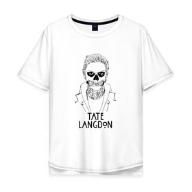 Мужская футболка хлопок Oversize с принтом Tate Langdon в Курске, 100% хлопок | свободный крой, круглый ворот, “спинка” длиннее передней части | american | horror | story | американкая | история