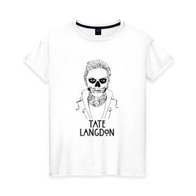Женская футболка хлопок с принтом Tate Langdon в Курске, 100% хлопок | прямой крой, круглый вырез горловины, длина до линии бедер, слегка спущенное плечо | american | horror | story | американкая | история