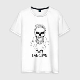 Мужская футболка хлопок с принтом Tate Langdon в Курске, 100% хлопок | прямой крой, круглый вырез горловины, длина до линии бедер, слегка спущенное плечо. | american | horror | story | американкая | история