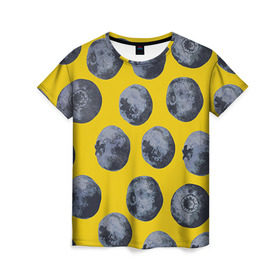 Женская футболка 3D с принтом Ягоды в Курске, 100% полиэфир ( синтетическое хлопкоподобное полотно) | прямой крой, круглый вырез горловины, длина до линии бедер | Тематика изображения на принте: еда | черника | ягода